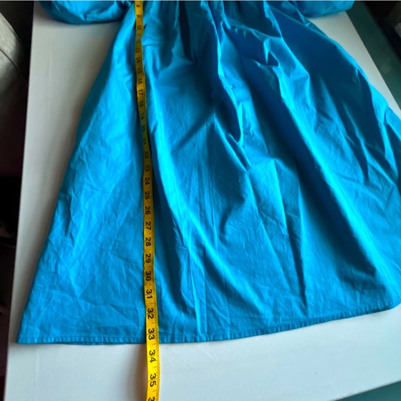 Sugarlips Turquoise Blue Dress Smocked Boho Puff Sleeves Size Medium 100% Cotton - Picture 9 of 10
